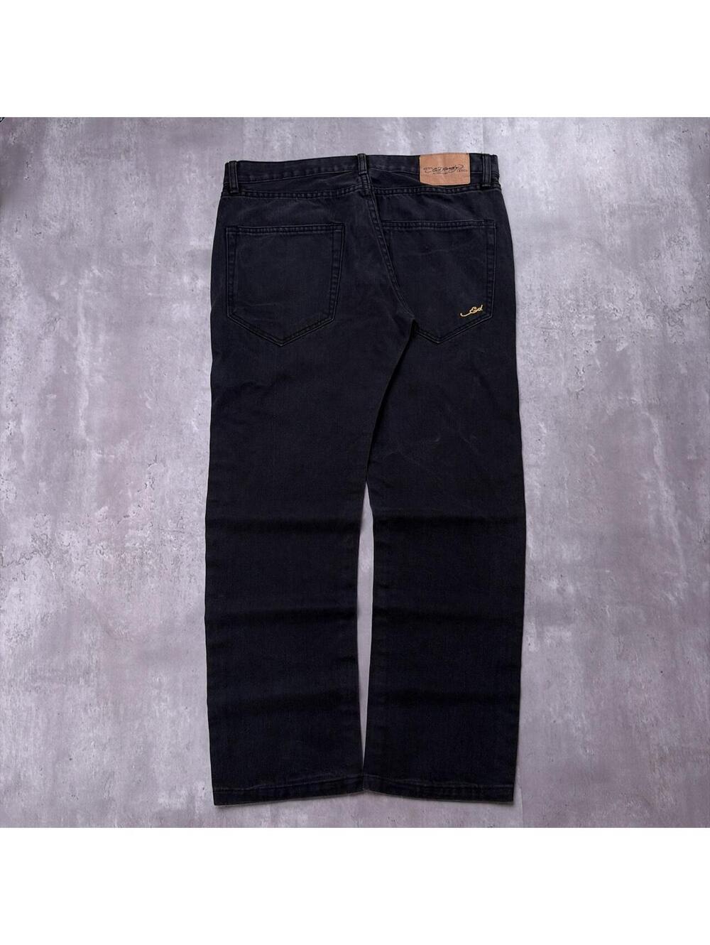 Y2K Black Ed Hardy Grunge Gothic Baggy Skater Denim Jeans